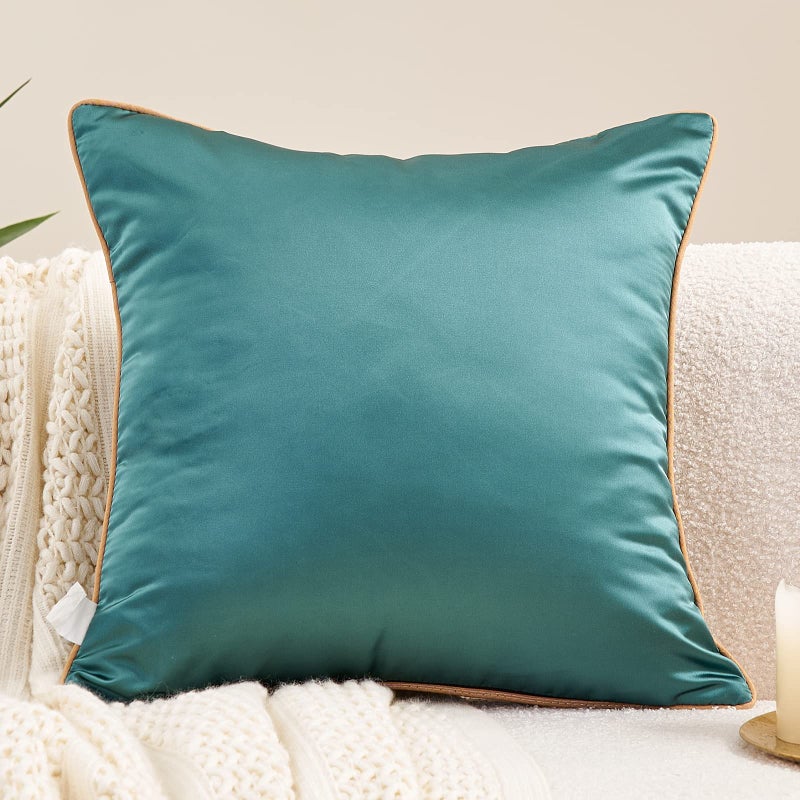 Avigers 18 x 18 Inch Square Teal Green Brown Gold Tree Branch Embroidery Cushion Case Luxury Modern Throw Pillow Cover Decorative Pillow for Couch Living Room Bedroom Car - Image 2